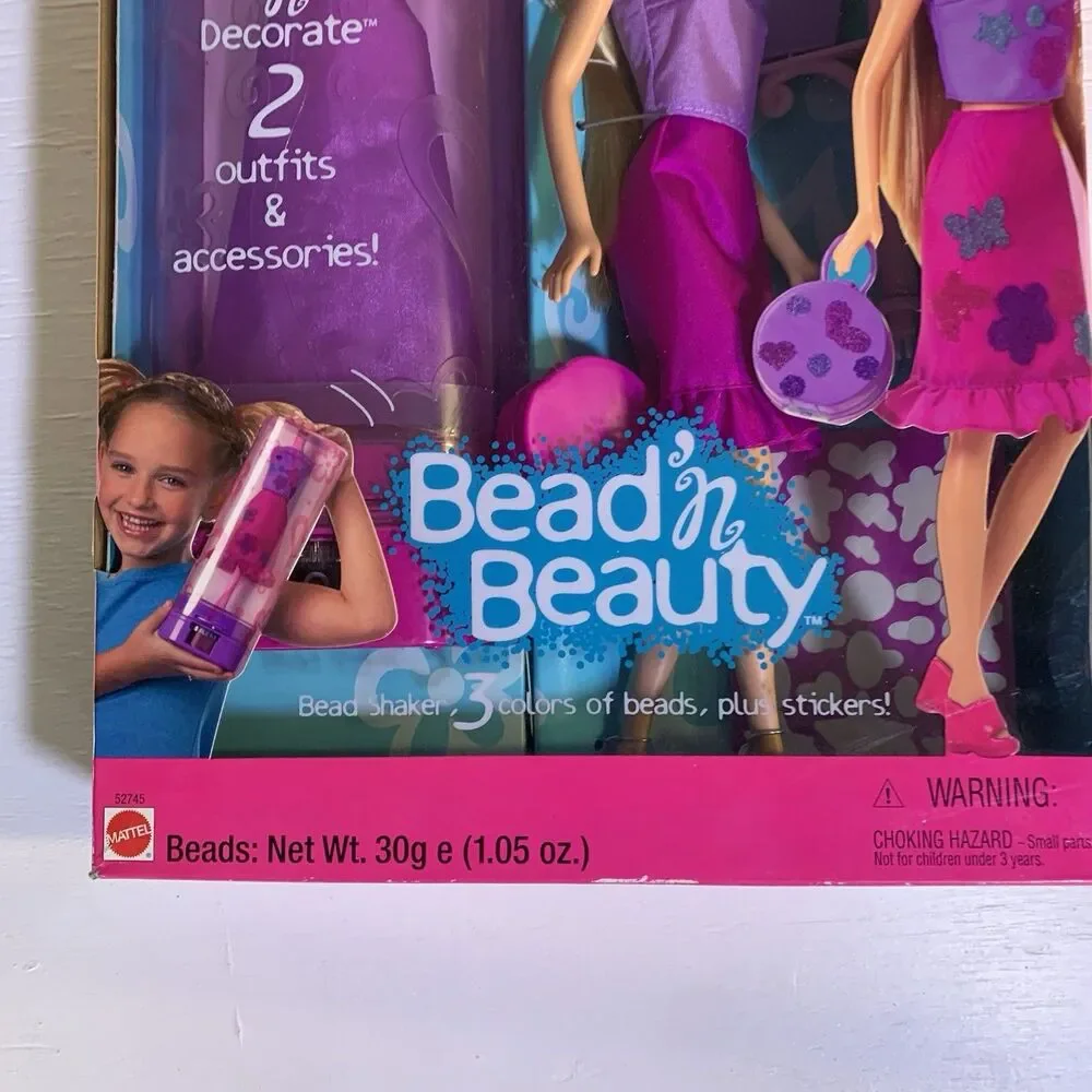 VTG Barbie Bead Beauty Doll NRFB 2001 Mattel 52745 Shaken Decorate 2 Outfits